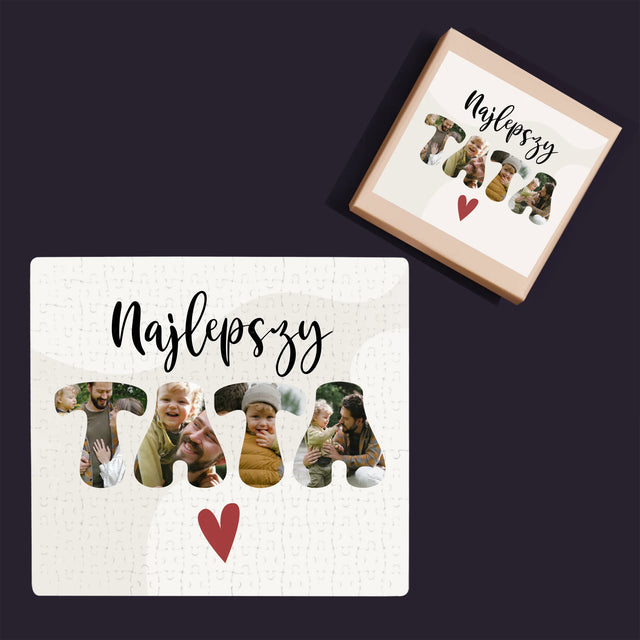 Zdjęcie I Podpis: Najlepszy Tata Serce - Personalizowane Puzzle
