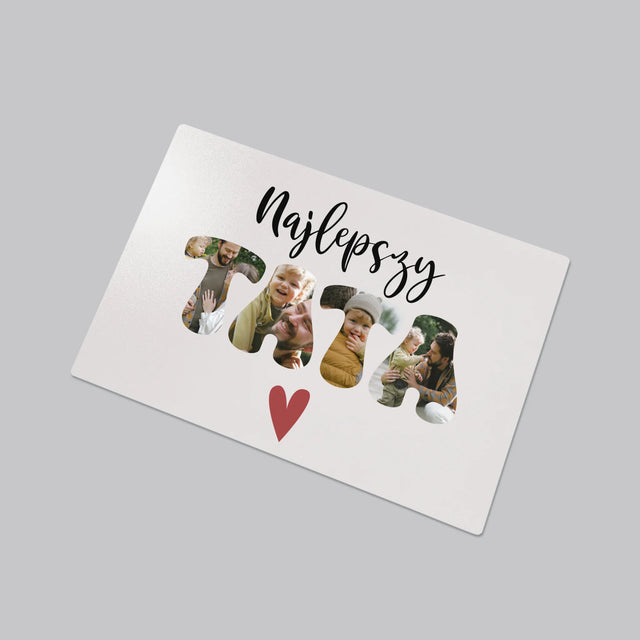 Zdjęcie I Podpis: Najlepszy Tata Serce - Podkładka Na Biurko