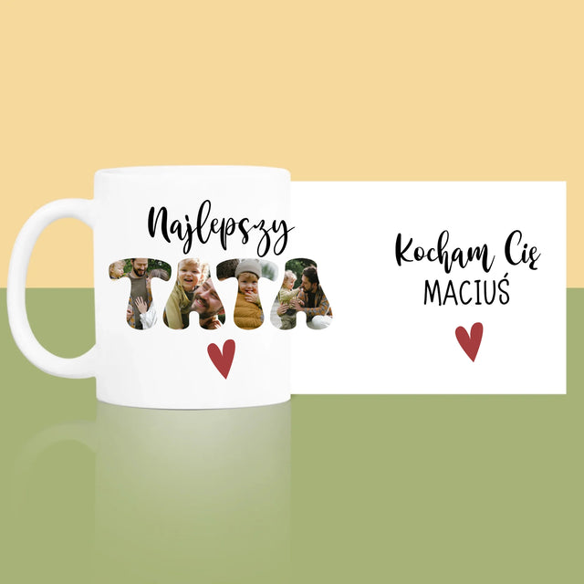 Zdjęcie I Podpis: Najlepszy Tata Serce - Kubek z Nadrukiem
