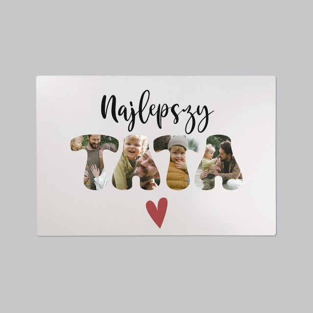 Zdjęcie I Podpis: Najlepszy Tata Serce - Podkładka Na Biurko
