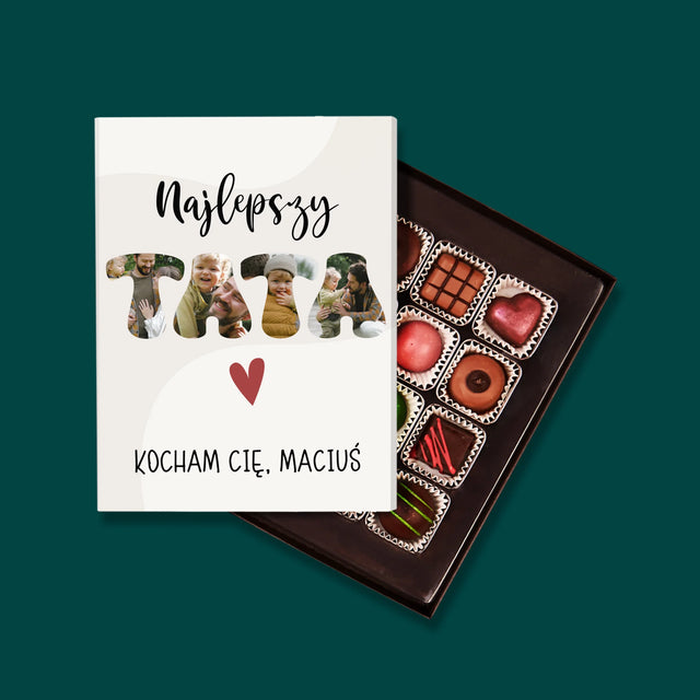Zdjęcie I Podpis: Najlepszy Tata Serce - Personalizowane Praliny