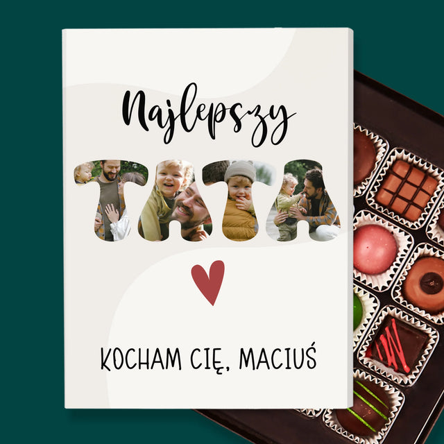 Zdjęcie I Podpis: Najlepszy Tata Serce - Personalizowane Praliny