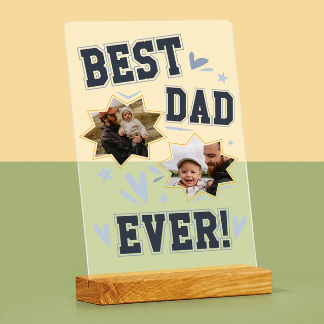 Fotokolaż: Best Dad Ever Gwiazdy - Wydruk Na Szkle Akrylowym