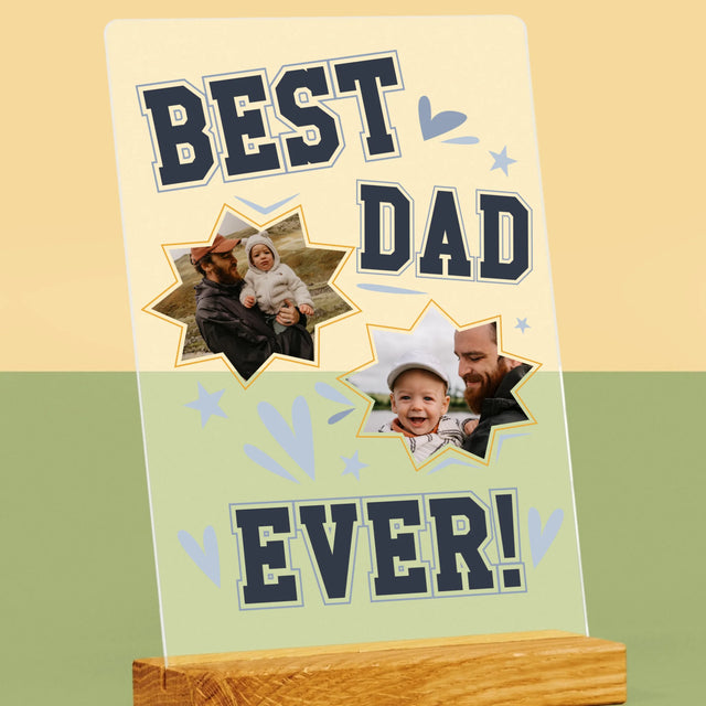 Fotokolaż: Best Dad Ever Gwiazdy - Wydruk Na Szkle Akrylowym