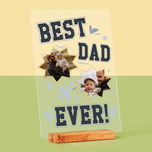 Fotokolaż: Best Dad Ever Gwiazdy - Wydruk Na Szkle Akrylowym