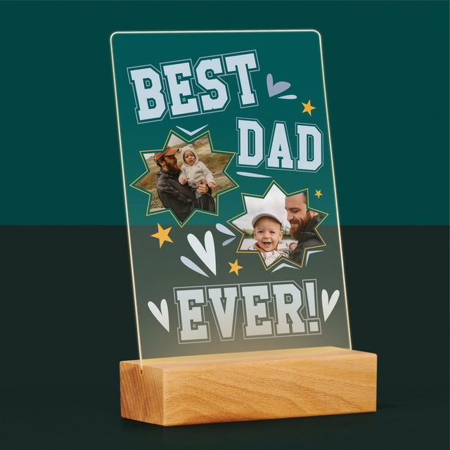 Fotokolaż: Best Dad Ever Gwiazdy - Wydruk Na Szkle Akrylowym