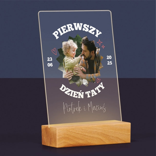Zdjęcie I Podpis: Pierwszy Dzień Taty Razem - Wydruk Na Szkle Akrylowym