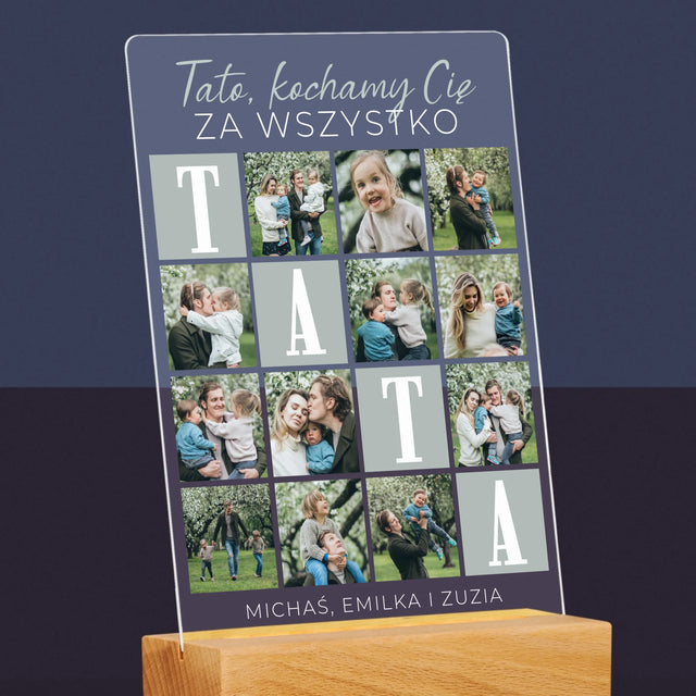 Fotokolaż: Tato Kochamy Cię Za Wszystko - Wydruk Na Szkle Akrylowym