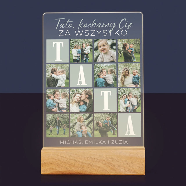 Fotokolaż: Tato Kochamy Cię Za Wszystko - Wydruk Na Szkle Akrylowym