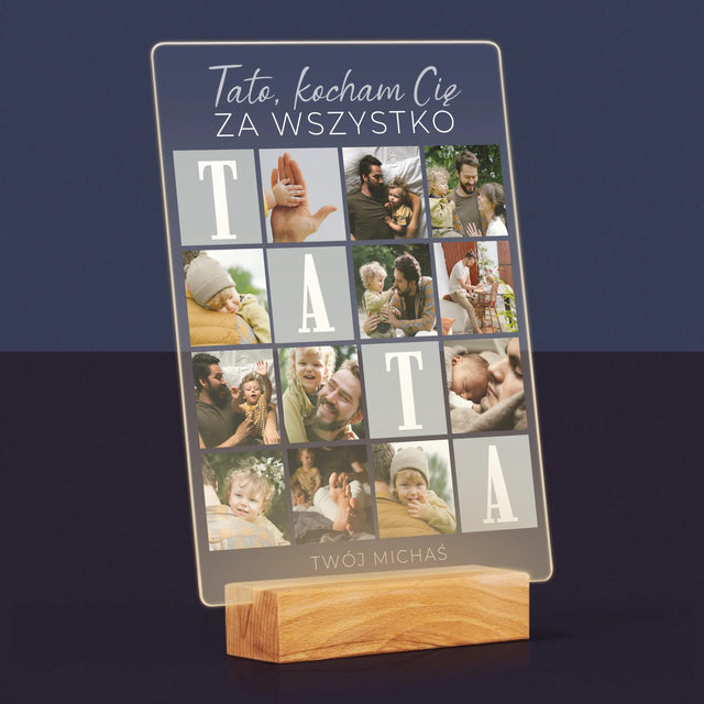 Fotokolaż: Tato Kocham Cię Za Wszystko - Wydruk Na Szkle Akrylowym