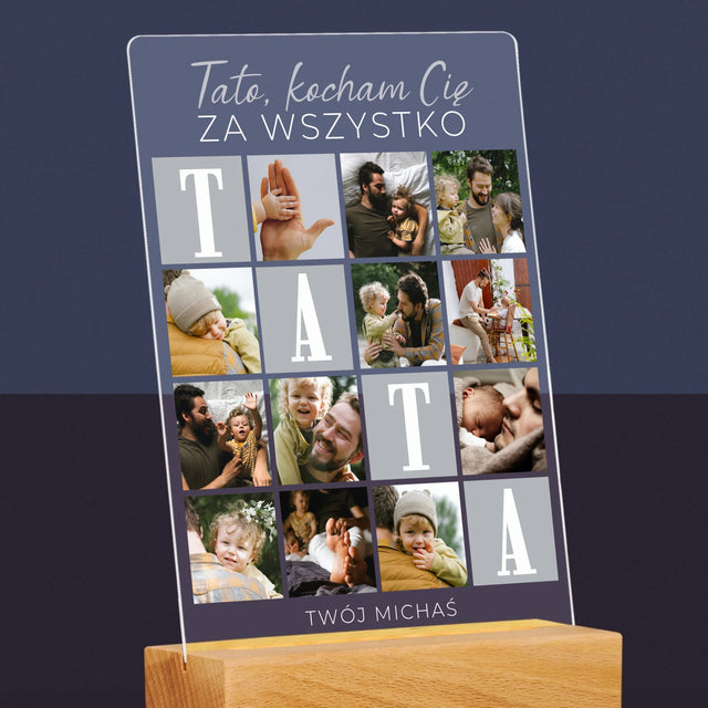 Fotokolaż: Tato Kocham Cię Za Wszystko - Wydruk Na Szkle Akrylowym