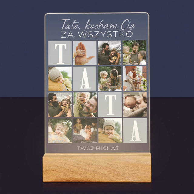 Fotokolaż: Tato Kocham Cię Za Wszystko - Wydruk Na Szkle Akrylowym