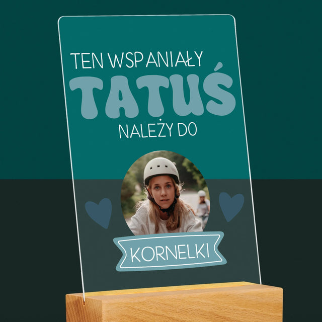 Zdjęcie I Podpis: Tatuś Należy Do - Wydruk Na Szkle Akrylowym