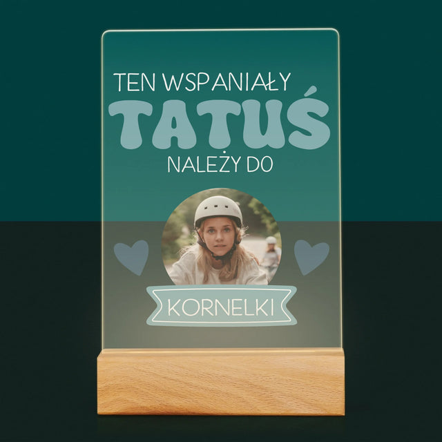 Zdjęcie I Podpis: Tatuś Należy Do - Wydruk Na Szkle Akrylowym