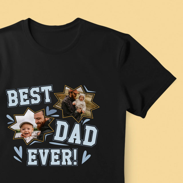 Fotokolaż: Best Dad Ever Gwiazdy - Koszulka Męska z Nadrukiem