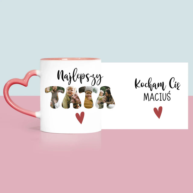 Zdjęcie I Podpis: Najlepszy Tata Serce - Kubek z Nadrukiem