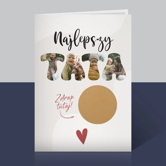 Zdjęcie I Podpis: Najlepszy Tata Serce - Kartka Zdrapka