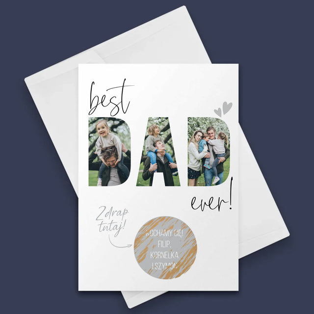 Słowo Ze Zdjęć: Best Dad Ever Z Podpisem - Kartka Zdrapka