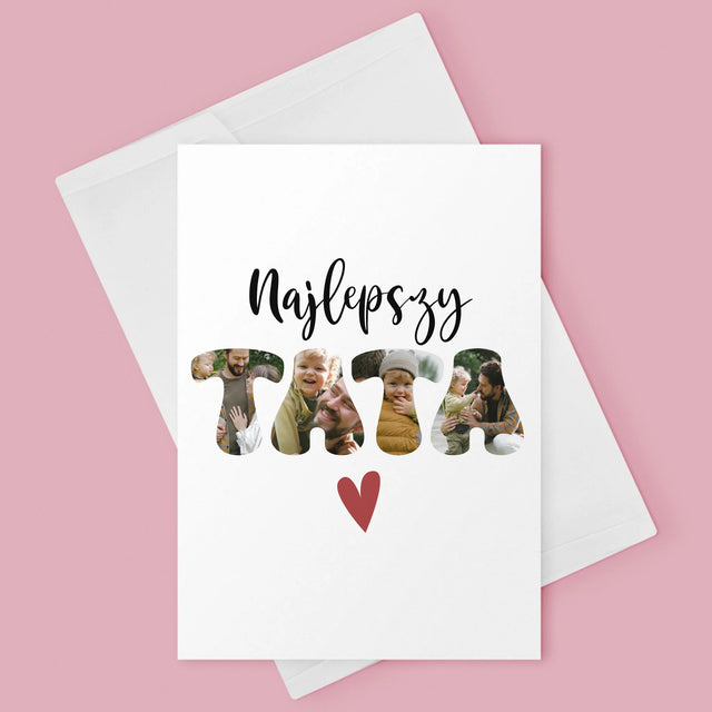 Zdjęcie I Podpis: Najlepszy Tata Serce - Kartka Zdrapka