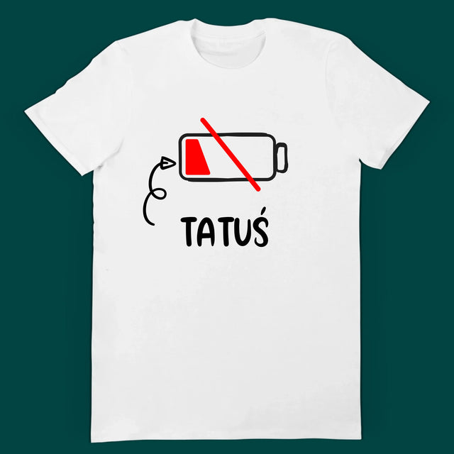 Imię i Podpis: Low Battery - Zestaw Koszulka Męska i Body Niemowlęce