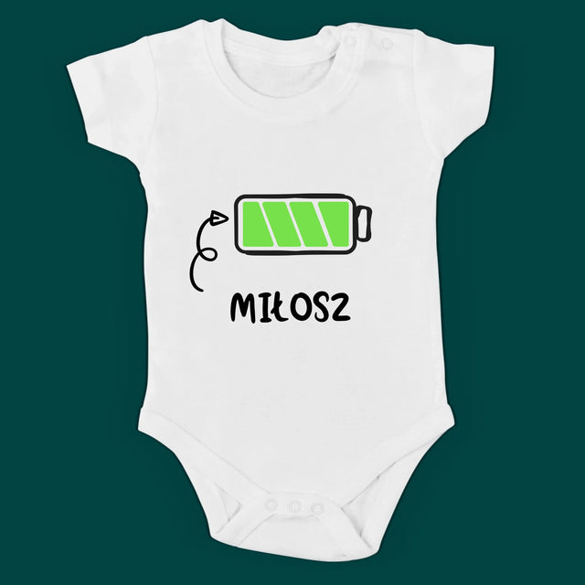 Imię i Podpis: Low Battery - Zestaw Koszulka Męska i Body Niemowlęce