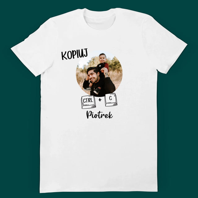 Zdjęcie i Podpis: Kopiuj, Wklej - Zestaw Koszulka Męska i Body Niemowlęce