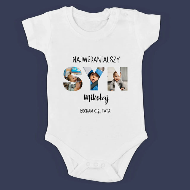 Słowo Ze Zdjęć: Tata z Synkiem - Zestaw Koszulka Męska i Body Niemowlęce
