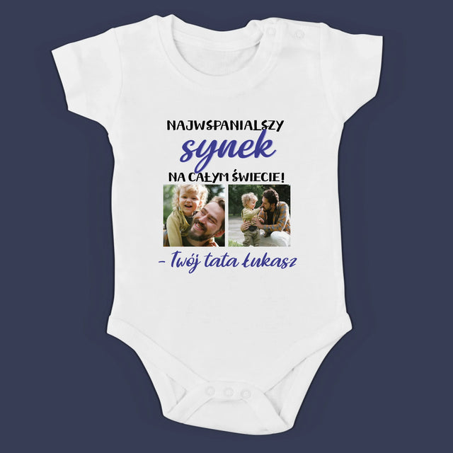 Fotokolaż: Tatuś i Synek - Zestaw Koszulka Męska i Body Niemowlęce