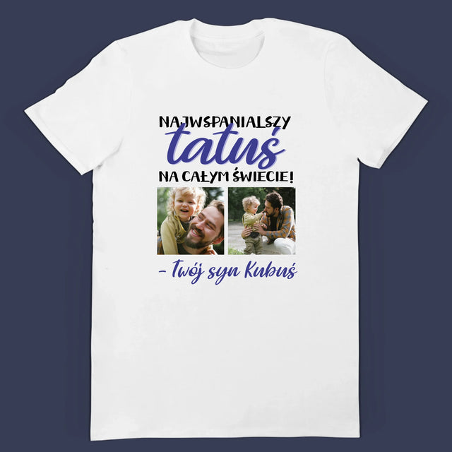 Fotokolaż: Tatuś i Synek - Zestaw Koszulka Męska i Body Niemowlęce