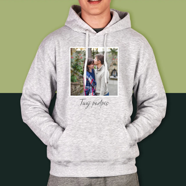 Zdjęcie i Podpis: Twoje Zdjęcie i Podpis - Bluza Męska z Kapturem