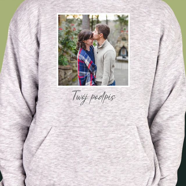 Zdjęcie i Podpis: Twoje Zdjęcie i Podpis - Bluza Męska z Kapturem