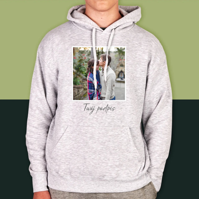 Zdjęcie i Podpis: Twoje Zdjęcie i Podpis - Bluza Męska z Kapturem