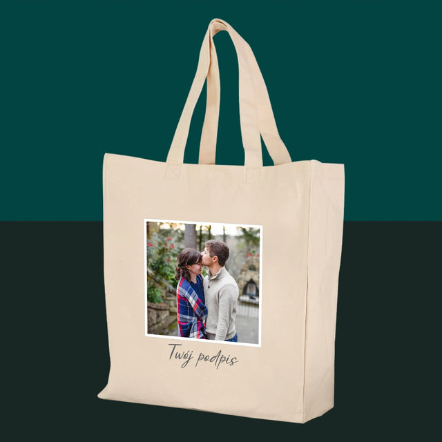 Zdjęcie i Podpis: Twoje Zdjęcie i Podpis - Torba Płócienna z Nadrukiem