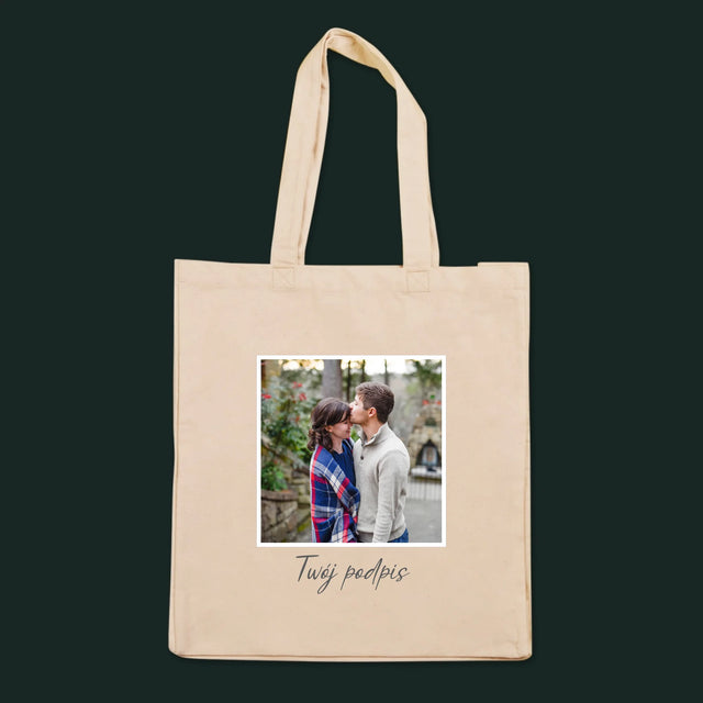 Zdjęcie i Podpis: Twoje Zdjęcie i Podpis - Torba Płócienna z Nadrukiem