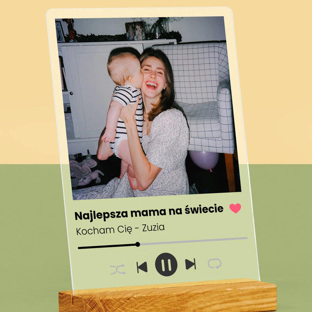 Zdjęcie I Podpis: Spotify Dla Mamy - Wydruk Na Szkle Akrylowym