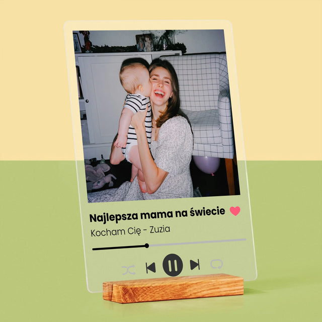 Zdjęcie I Podpis: Spotify Dla Mamy - Wydruk Na Szkle Akrylowym