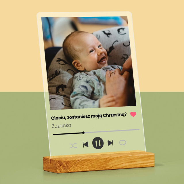 Zdjęcie I Podpis: Spotify Dla Chrzestnej - Wydruk Na Szkle Akrylowym