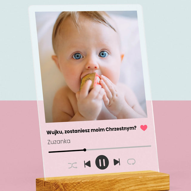Zdjęcie I Podpis: Spotify Dla Chrzestnego - Wydruk Na Szkle Akrylowym