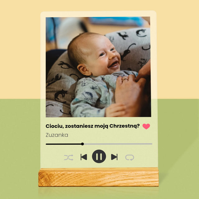 Zdjęcie I Podpis: Spotify Dla Chrzestnej - Wydruk Na Szkle Akrylowym