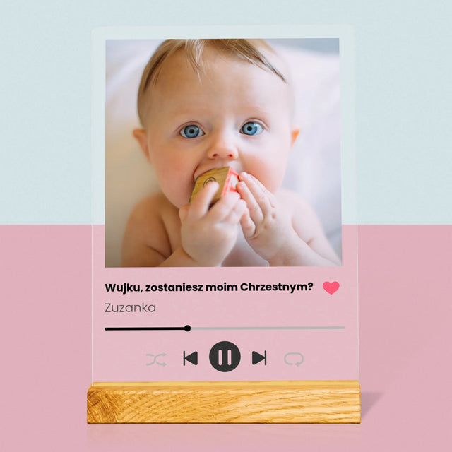 Zdjęcie I Podpis: Spotify Dla Chrzestnego - Wydruk Na Szkle Akrylowym