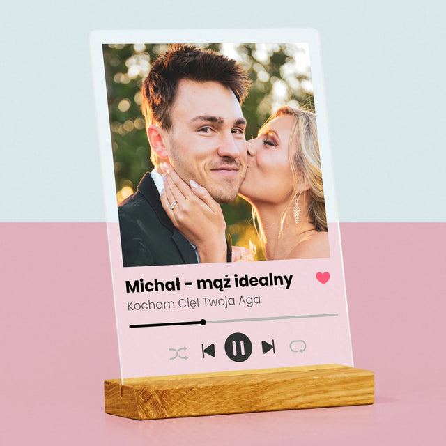 Zdjęcie I Podpis: Spotify Dla Męża - Wydruk Na Szkle Akrylowym