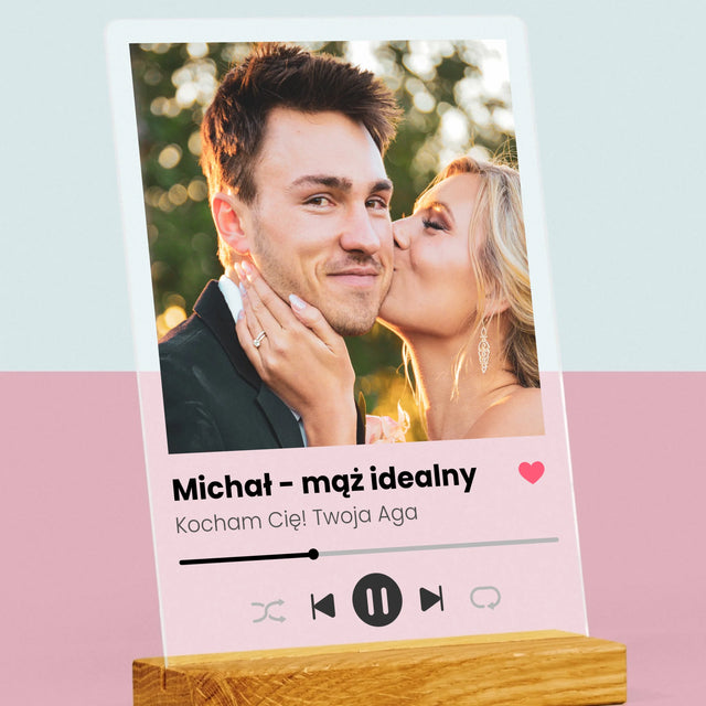 Zdjęcie I Podpis: Spotify Dla Męża - Wydruk Na Szkle Akrylowym