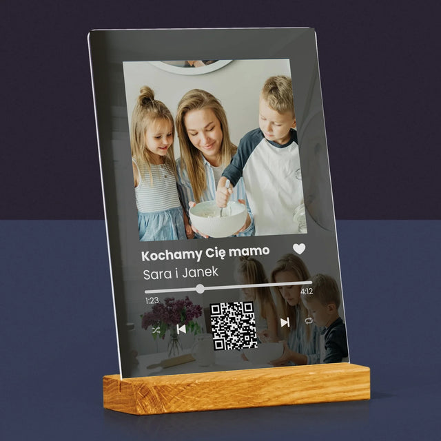Zdjęcie I Podpis: Spotify Z Kodem Qr Dla Mamy - Wydruk Na Szkle Akrylowym