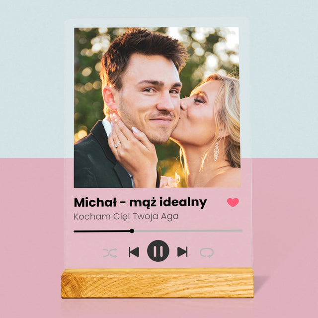 Zdjęcie I Podpis: Spotify Dla Męża - Wydruk Na Szkle Akrylowym