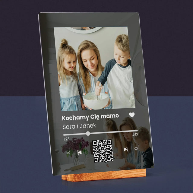 Zdjęcie I Podpis: Spotify Z Kodem Qr Dla Mamy - Wydruk Na Szkle Akrylowym