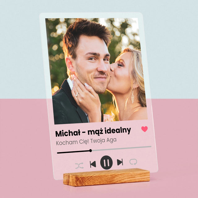 Zdjęcie I Podpis: Spotify Dla Męża - Wydruk Na Szkle Akrylowym