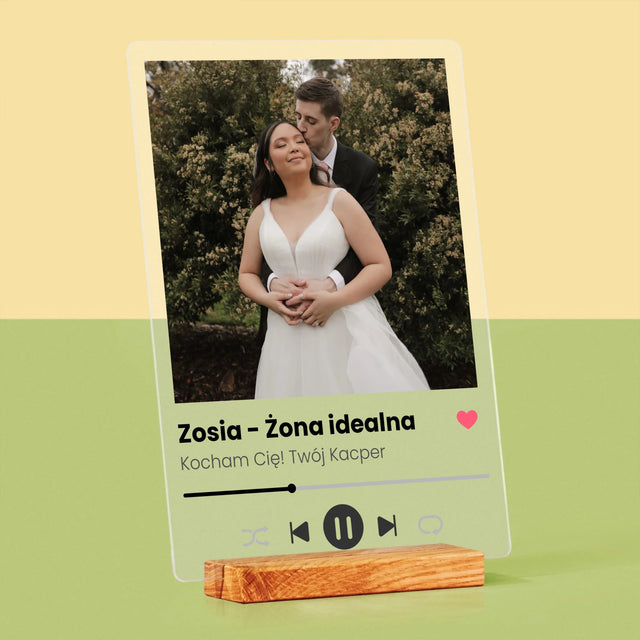 Zdjęcie I Podpis: Spotify Dla Żony - Wydruk Na Szkle Akrylowym