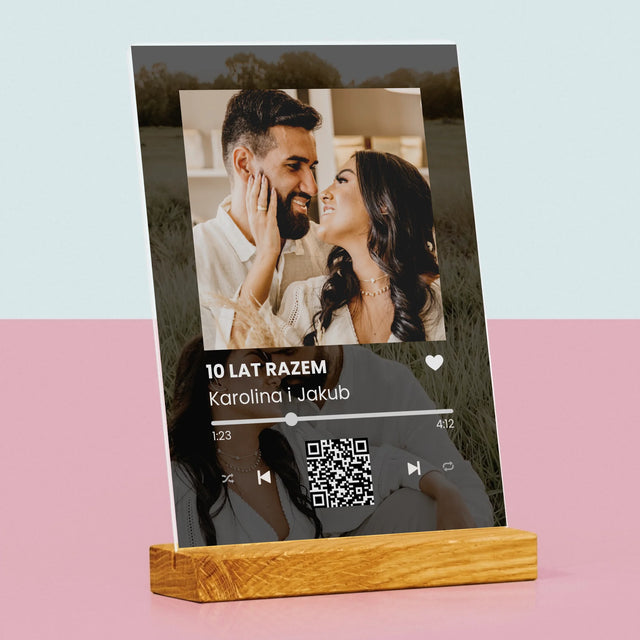 Zdjęcie I Podpis: Spotify Z Kodem Qr Na Rocznicę - Wydruk Na Szkle Akrylowym