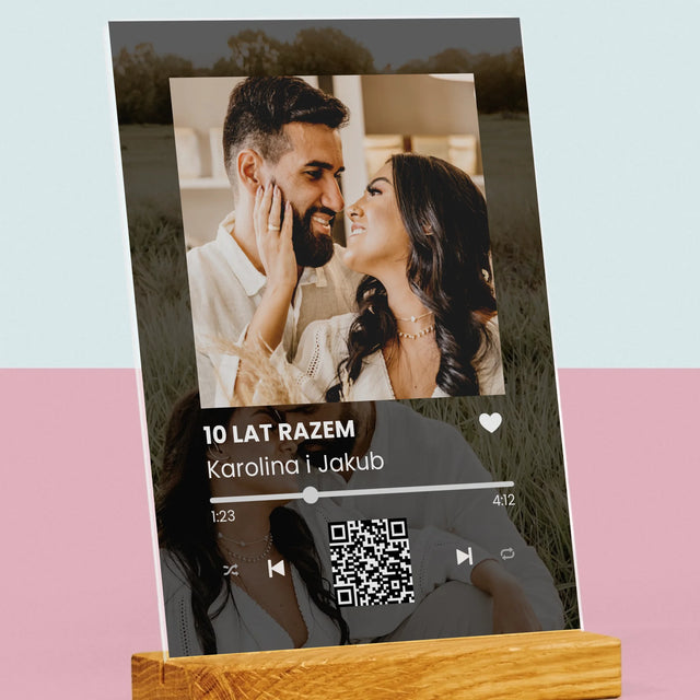 Zdjęcie I Podpis: Spotify Z Kodem Qr Na Rocznicę - Wydruk Na Szkle Akrylowym