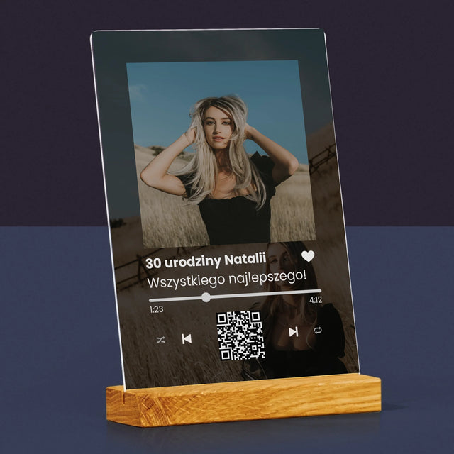 Zdjęcie I Podpis: Spotify Z Kodem Qr Na Urodziny - Wydruk Na Szkle Akrylowym